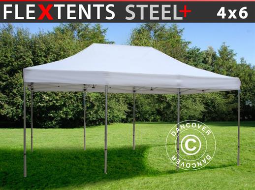Tente pliante FleXtents Steel+ 4x6m Blanc