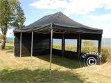 Tente Pliante FleXtents Steel+ 4x6m Noir, avec 8 cotés