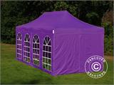 Tente Pliante FleXtents PRO Steel Vintage Style 3x6m Violet, avec 6 cotés