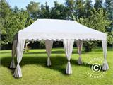 Vouwtent/Easy up tent FleXtents PRO Steel "Wave" 3x6m Wit, inkl. 6 decoratieve gordijnen
