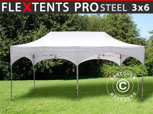 Vouwtent/Easy up tent FleXtents PRO Steel "Arched" 3x6m Wit