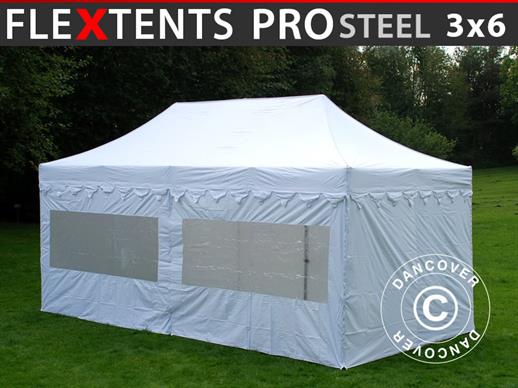 Tente Pliante FleXtents PRO Steel "Morocco" 3x6m Blanc, avec 6 cotés
