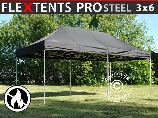 Quick-up telt FleXtents PRO Steel 3x6m Svart, Flammehemmende