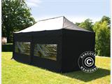 Vouwtent/Easy up tent FleXtents PRO Steel 3x6m Zwart, Vlamvertragende, inkl. 6 Zijwanden