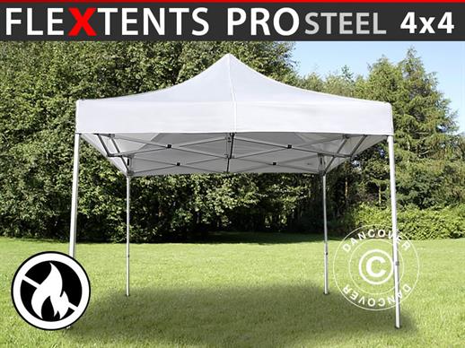 Quick-up telt FleXtents PRO Steel 4x4m Hvit, Flammehemmende