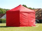 Tente pliante FleXtents PRO Steel 3x3m Rouge, avec 4 cotés