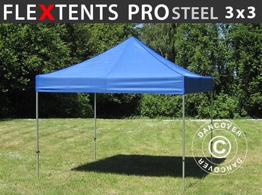 Tente pliante FleXtents PRO Steel 3x3m Bleu