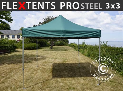 Vouwtent/Easy up tent FleXtents PRO Steel 3x3m Groen
