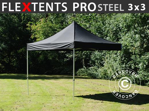 Vouwtent/Easy up tent FleXtents PRO Steel 3x3m Zwart