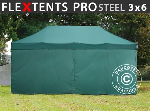 Namiot Ekspresowy FleXtents PRO Steel 3x6m Zielony, mq 6 ściany boczne