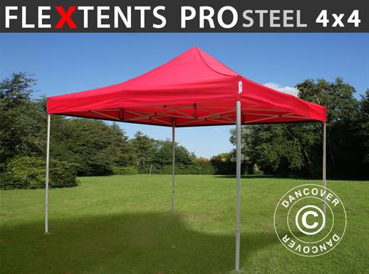 Tente pliante FleXtents PRO Steel 4x4m Rouge