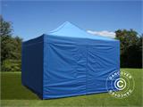 Vouwtent/Easy up tent FleXtents PRO Steel 4x4m Blauw, inkl. 4 Zijwanden