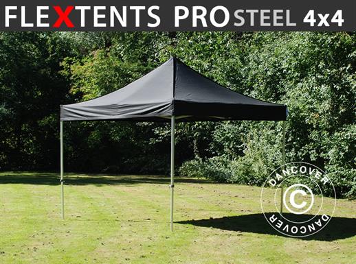 Vouwtent/Easy up tent FleXtents PRO Steel 4x4m Zwart