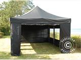 Vouwtent/Easy up tent FleXtents PRO Steel 4x6m Zwart, inkl. 8 Zijwanden