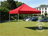 Vouwtent/Easy up tent FleXtents PRO Steel 3x3m Rood, incl. 4 decoratieve gordijnen