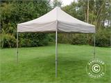 Vouwtent/Easy up tent FleXtents PRO Steel 3x3m Latte, incl. 4 decoratieve gordijnen