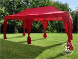 Tente pliante FleXtents PRO Steel 3x6m Rouge, incl. 6 rideaux decoratifs