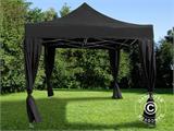 Pop up gazebo FleXtents Steel 3x3 m Black, incl. 4 decorative curtains