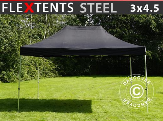 Vouwtent FleXtents Steel 3x4,5m, Zwart