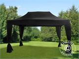 Brzo sklopivi paviljon FleXtents Steel 3x4,5m, Crna, uključ. s 4 lijepim ukrasnim zavjesama