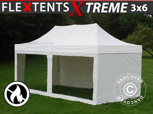 Tente Pliante FleXtents Xtreme Heavy Duty 3x6m Blanc, avec 6 cotés