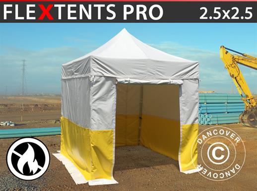 Quick-up telt FleXtents® PRO 2,5x2,5m, PVC, arbeidstelt, flammehemmende, inkl. 4 sidevegger