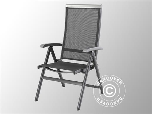 Chaise pliante avec accoudoirs, Forios, 61x69,5x110cm,  Gris métallique