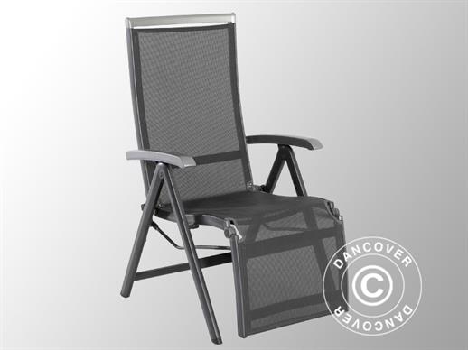 Chaise pliante avec accoudoirs, Forios, 61x78,5x110cm, Gris métallique