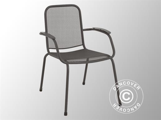 Stol med armlæn, Lopo, 60,5x71x,83,5cm, 4 stk., Metalgrå