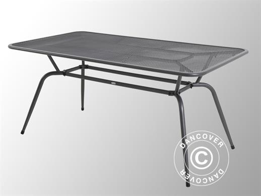 Table de jardin, Conello, 90x160x74cm, Gris métallique