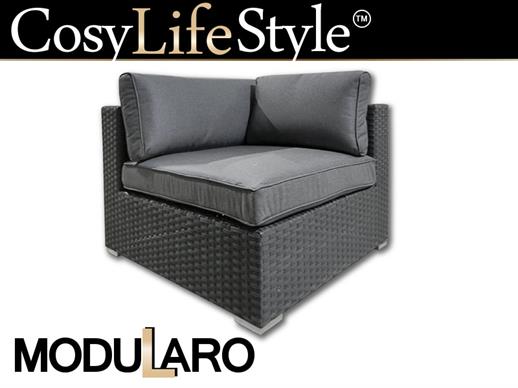 Polyrattan-Sofa Außenecke für Modularo, grau