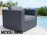 Poly rattan armchair for Modularo, Grey