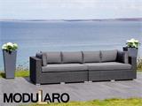 Poly rotan Lounge Sofa, 2 modules, Modularo, Zwart