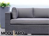 Polyrattan Lounge-Sofa, 2 Module, Modularo, schwarz