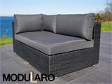 Polyrattan Lounge-Sofa, 2 Module, Modularo, schwarz