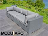 Polyrattan Lounge-Sofa, 2 Module, Modularo, grau
