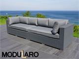 Polyrattan Lounge-Sofa, 2 Module, Modularo, grau