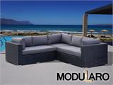 Lounge soffa i konstrotting, 3 moduler, Modularo, Svart