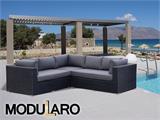 Poly rotan Lounge Sofa, 3 modules, Modularo, Zwart