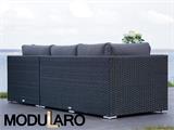 Polyrattan Lounge-Sofa, 3 Module, Modularo, schwarz