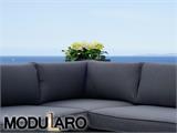 Sofá lounge de poliratán, 3 módulos, Modularo, Negro 