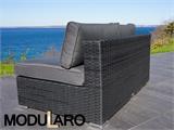 Polyrattan Lounge-Sofa, 3 Module, Modularo, schwarz