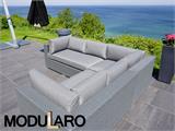 Lounge soffa i konstrotting, 3 moduler, Modularo, Grå