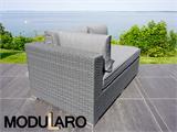 Poly rattan Lounge Sofa, 3 modules, Modularo, Grey
