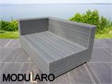 Poly rattan Lounge Sofa, 3 modules, Modularo, Grey
