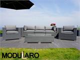 Poly rattan Lounge Set I, 6 modules, Modularo, Grey
