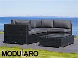 Poly rattan Lounge Set, 5 modules, Modularo, Black