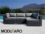 Poly rotan Lounge Sofa, 4 modules, Modularo, Zwart