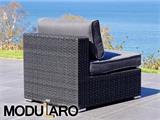Poly rotan Lounge Sofa, 4 modules, Modularo, Zwart