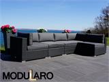 Lounge soffa i konstrotting I, 5 moduler, Modularo, Svart